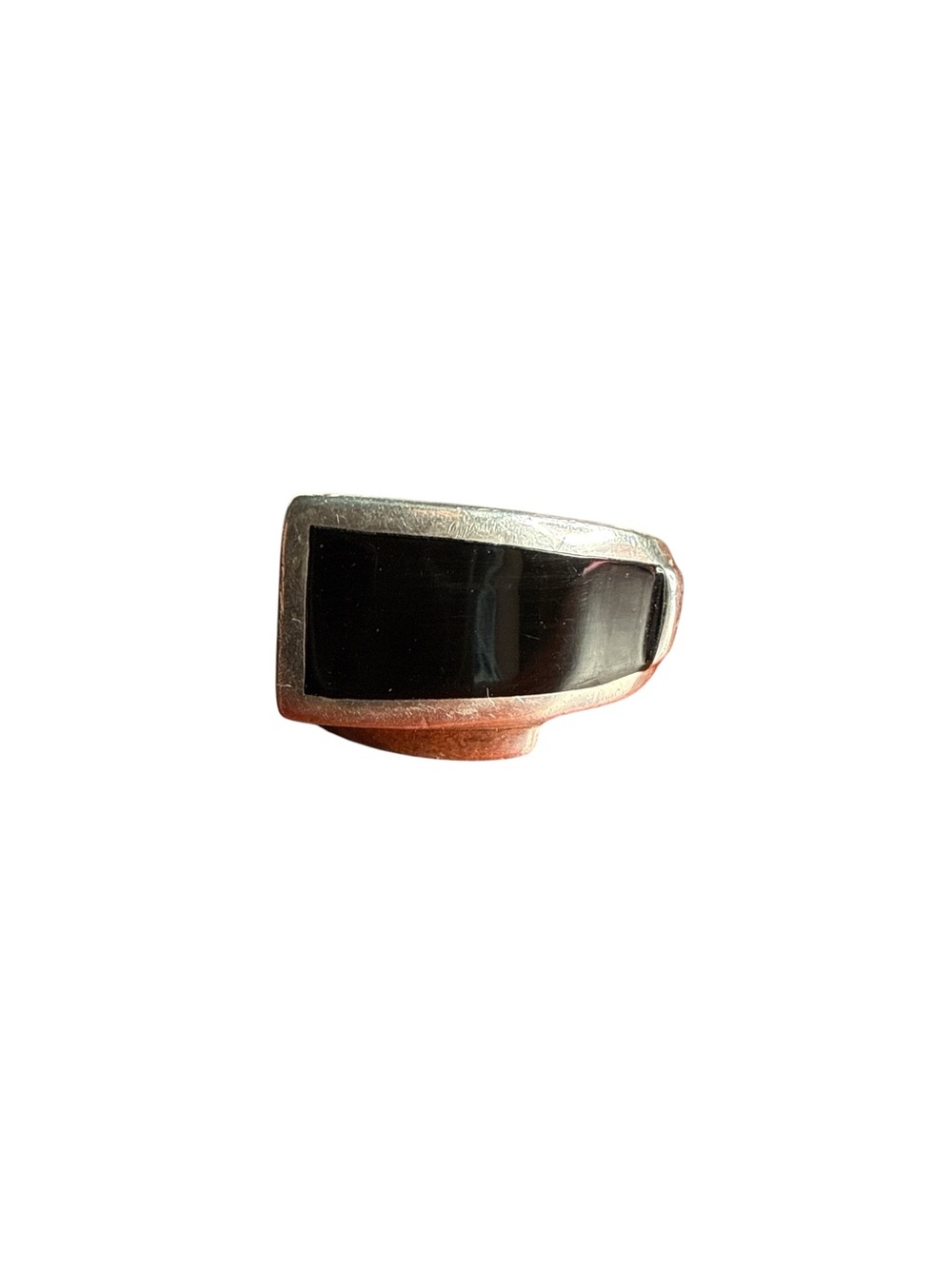 925 Sterling Silver Black Onyx Modernist Signet Ring Size 6.75